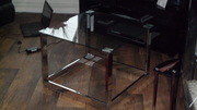 Saturn chrome and glass coffee table,  very modern,  bargain.